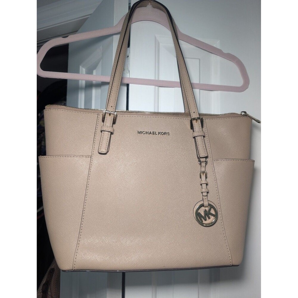 MICHAEL Michael Kors Pale Blush Saffiano Leather Tote with MK Charm